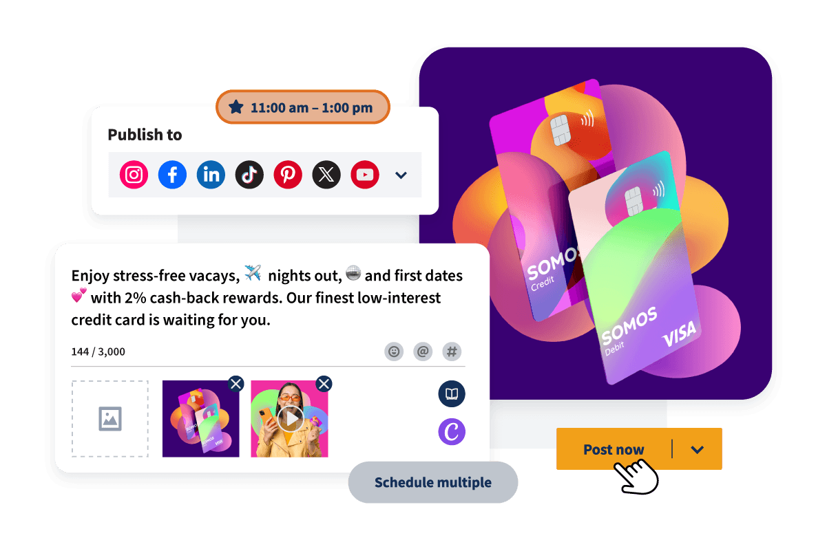 Screenshots of Hootsuite publishing tools.